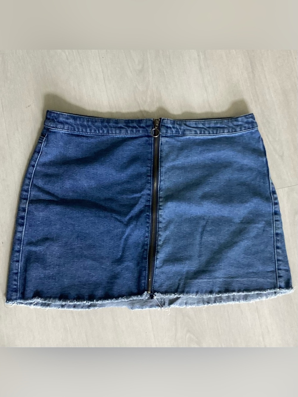 Wild Fable Denim Mini Skirt Size 16 Front Zip 2 tone